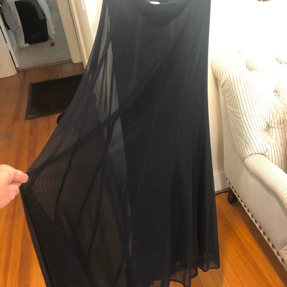 Black floor length shear skirt with split liner - Picture 2 of 4